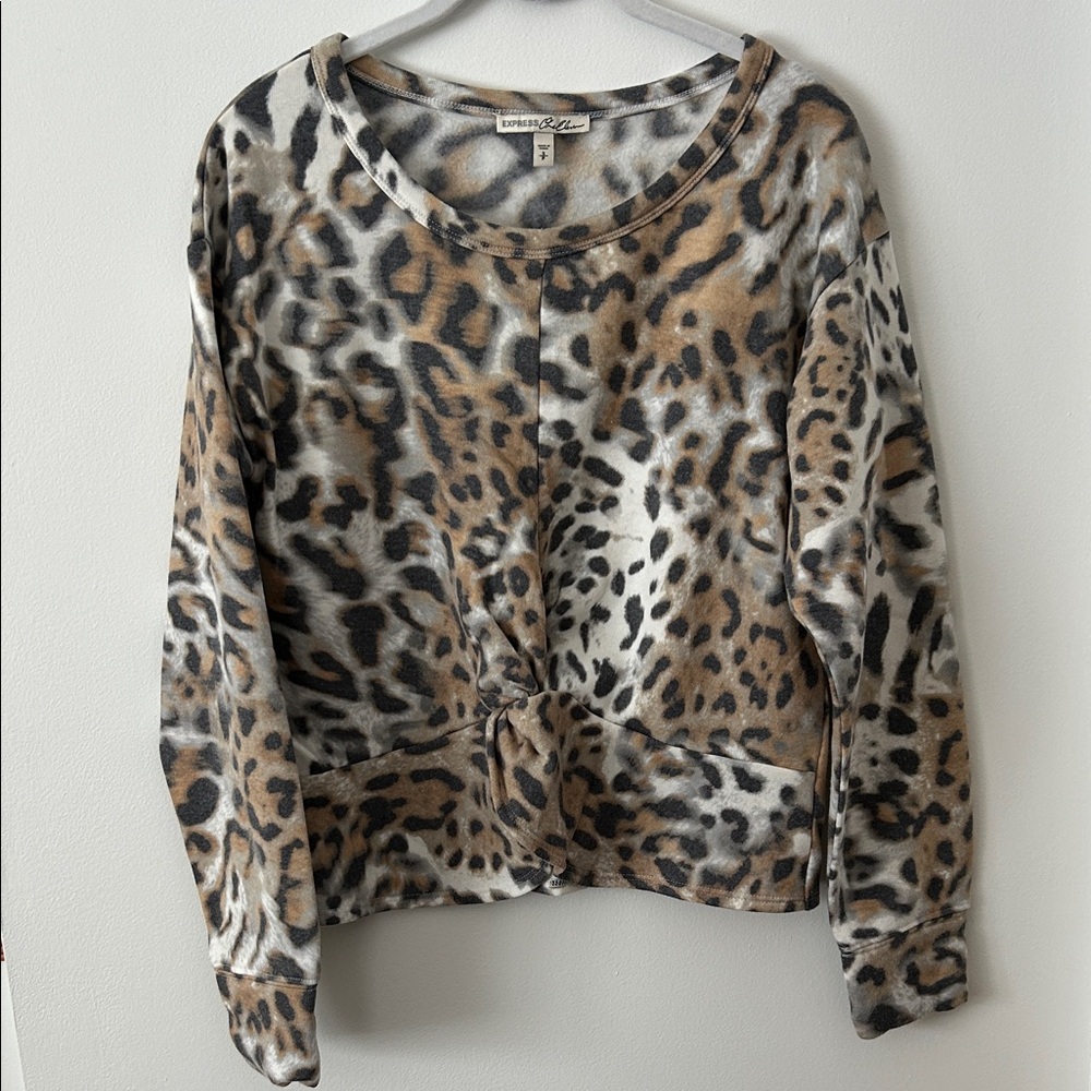 Express One Eleven Leopard Print Sweatshirt